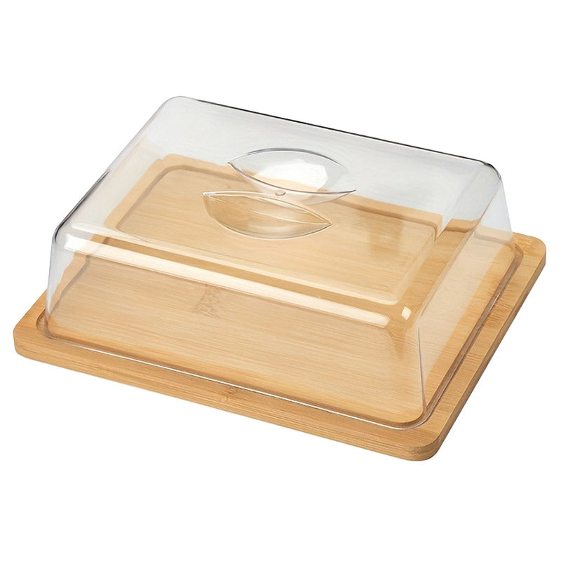 JJTZ Bamboo Rectangular Cake Cover Wedding Stuff Cake Stand with Lid Dessert Display Tray, Size M JJTZ Bamboo Rectangular Cake Cover Wedding Stuff Cake Stand with Lid Dessert Display Tray, Size M